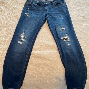 White House Black Market Blue Skinny Jeans with Distressing